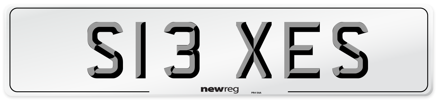S13 XES Number Plate from New Reg